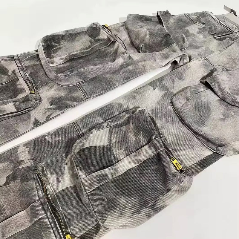 Calça Cargo Camuflada Cinza