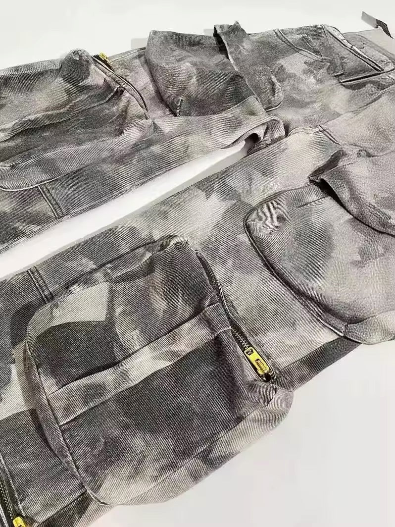 Calça Cargo Camuflada Cinza