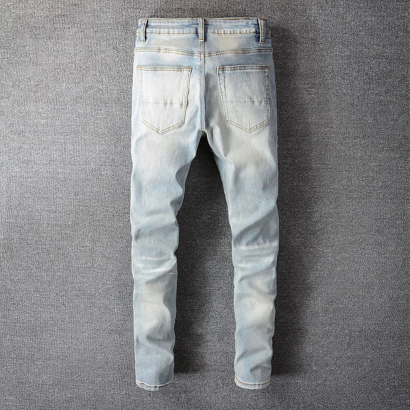 Calça Crystal Edge Distressed Denim