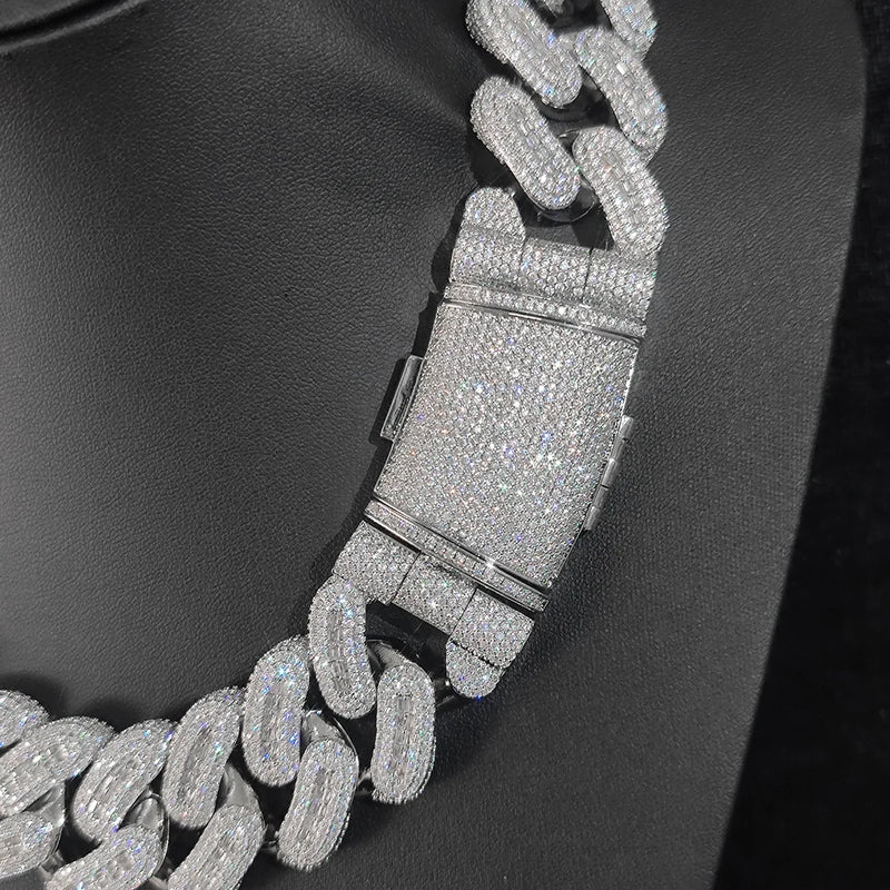 New Design Iced Out Hiphop Men Jewelry Baguette Diamonds Cuban Chain 29MM Mixed Inlay Thick heavy Cuban Necklace Men Party Gift