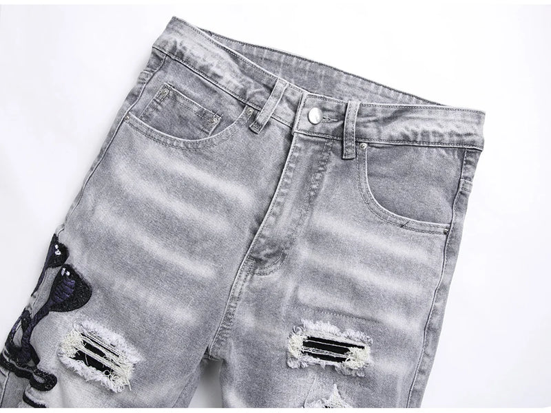 Jeans Streetwear Snake Eye gray