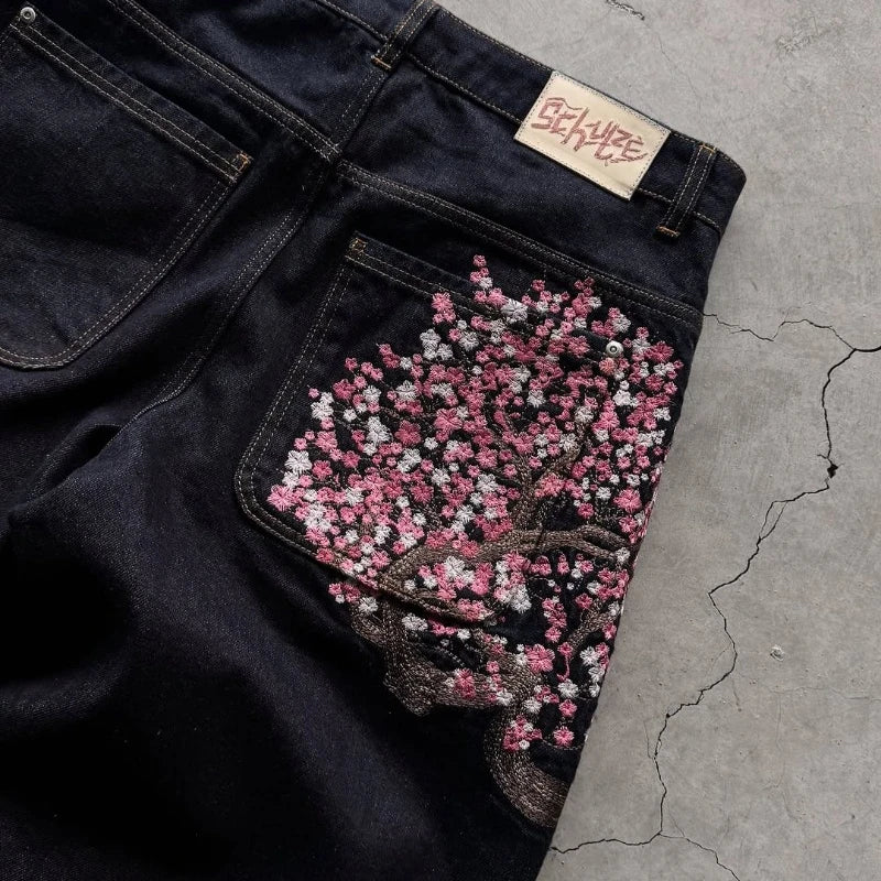 Calça Plum Blossom Gothic Wide Jeans