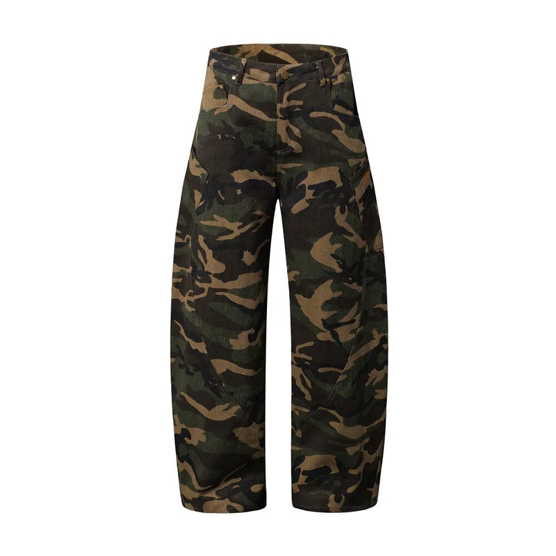 Calça Baggy Camuflada com Bordado