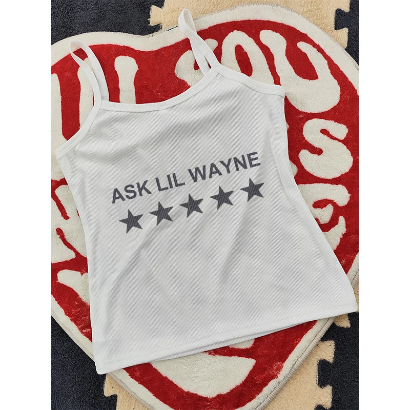 Y2K Star Print Slim Crop Top