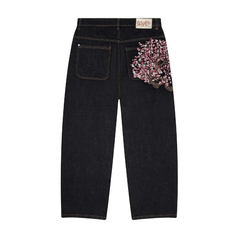 Calça Plum Blossom Gothic Wide Jeans