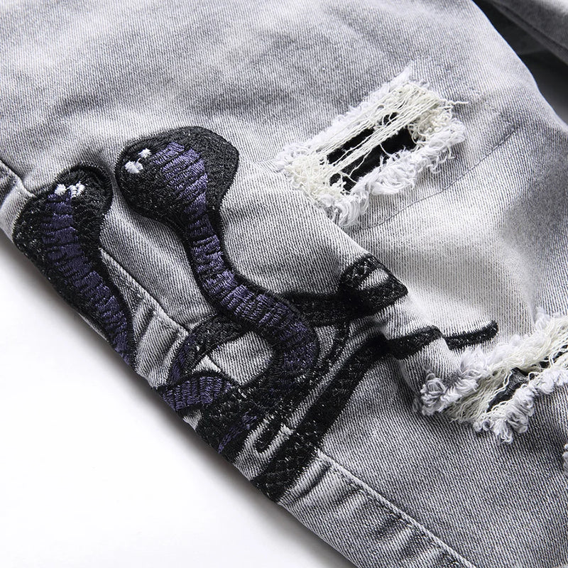 Jeans Streetwear Snake Eye gray