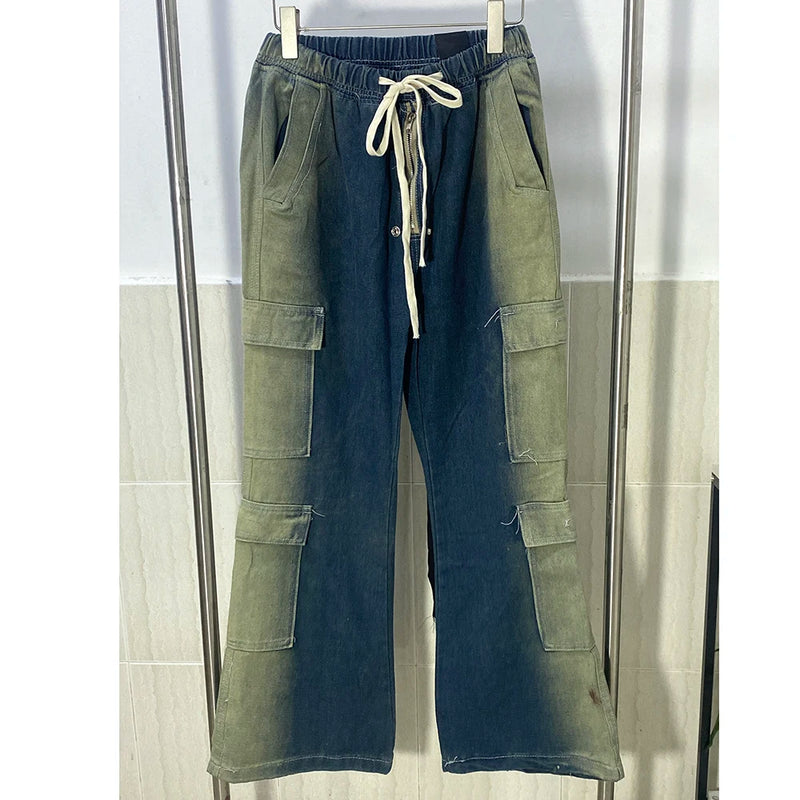 Calça Jeans Wide-Leg Gradient Cargo